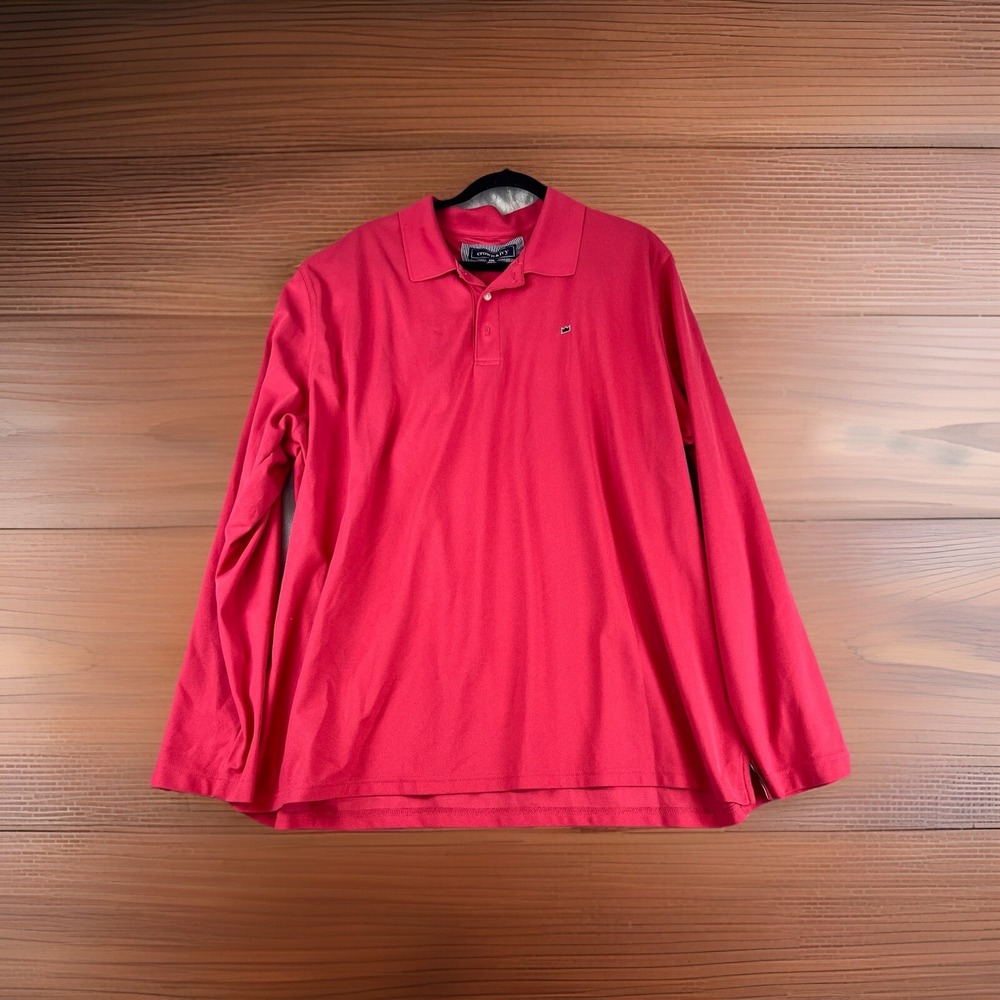 Crown &‎ Ivy Polo Shirt Mens XXL Salmon Knit Long Sleeve Classic Fit Logo